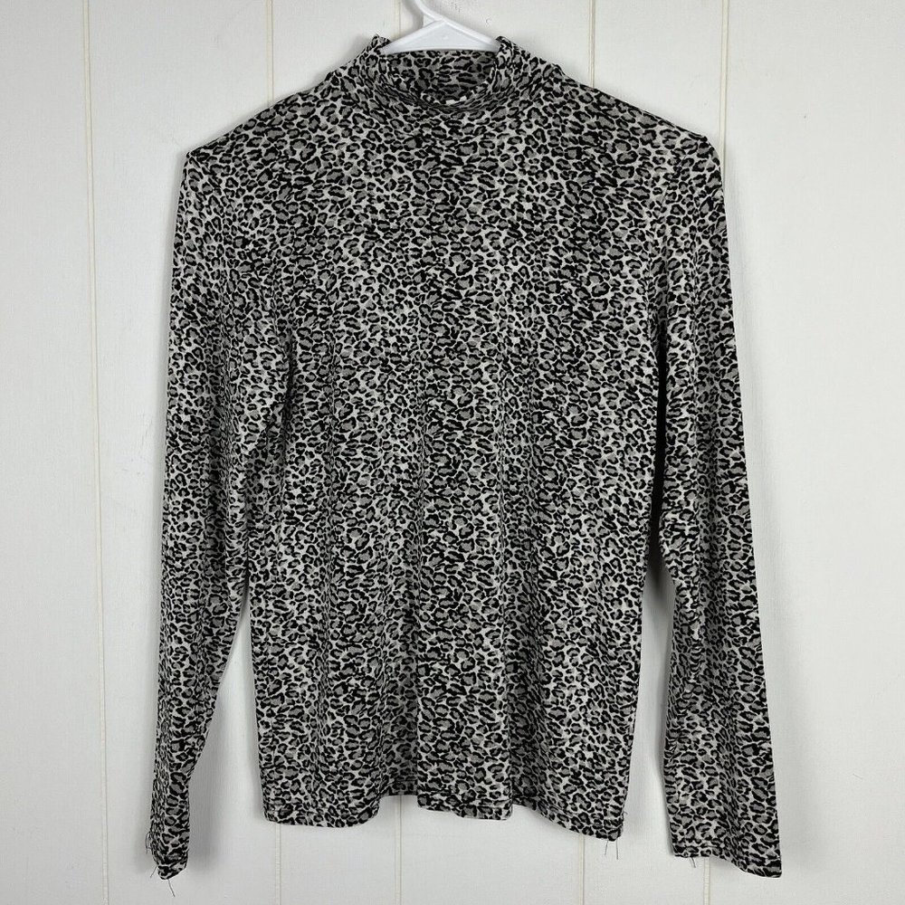 Western Connection Women Base Layer Top Medium Animal Print Mock Silver Shimmer